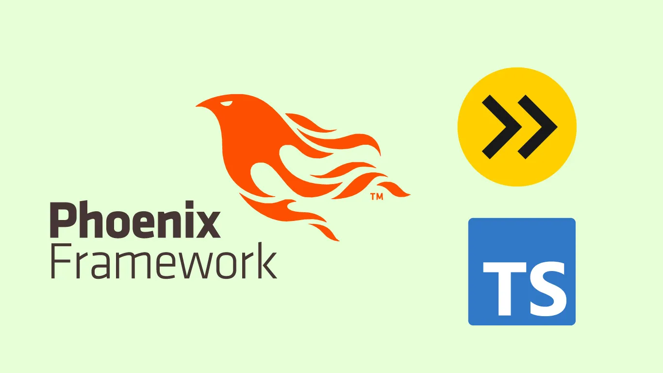 The logos for the Phoenix Framework, TypeScript, and esbuild